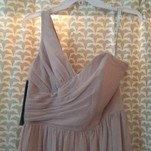 One shoulder sweetheart taupe long dress